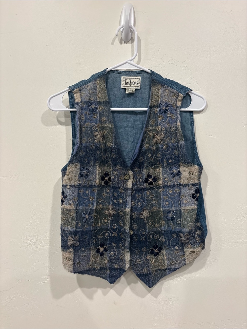 Tantrums Blue Patchwork Embroidered Tunic Vest